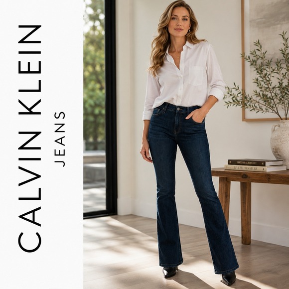 Calvin Klein Denim - Calvin Klein Jeans Women size 14 Dark Wash Bootcut Denim Mid Rise Classic Flare